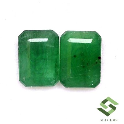 SBI Gems 2X 7x5 mm Natürliche Smaragd Oktagon Cut Pair 1.80 Cts Unbehandelt