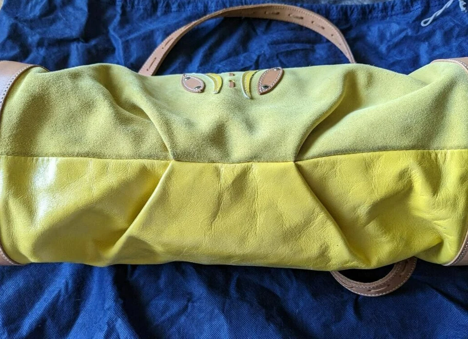 Bolso de Mano Arcadia de Lona Cuero y Gamuza Amarillo Hecho en Italia Foto 3 de 4