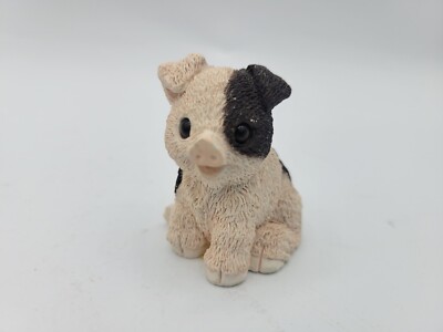 VTG United Design Stone Critters: Chubby Baby Black & White Pig - 2in. Figure