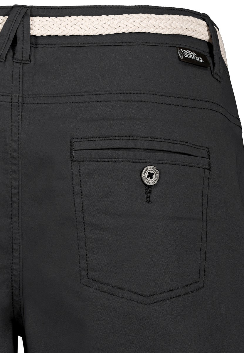 Urban Surface Damen Shorts Mit Flechtgürtel – Stretch-Twill Aus Baumwolle, Chino-Fit, Mit Aufschlag, Für Freizeit & Büro