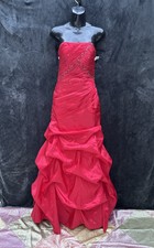 Red Prom Dress Beaded Sequins Ruched Princess Gown Sz S
