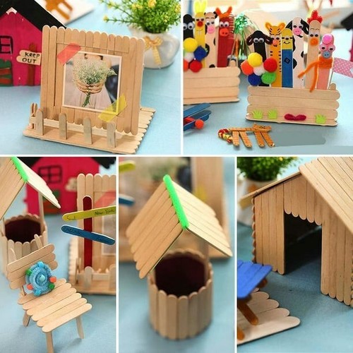 Popsicle Ice Cream Stick Natural Plain / Colored Wooden Pine Stick 500pcs - Picture 4 of 4
