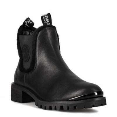Santana Canada Women's Nina Leather Faux Fur Trim Ankle Boots Black Size 11