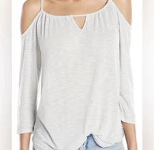 Michael Stars Marled Cold Shoulder Top Gray OSFM