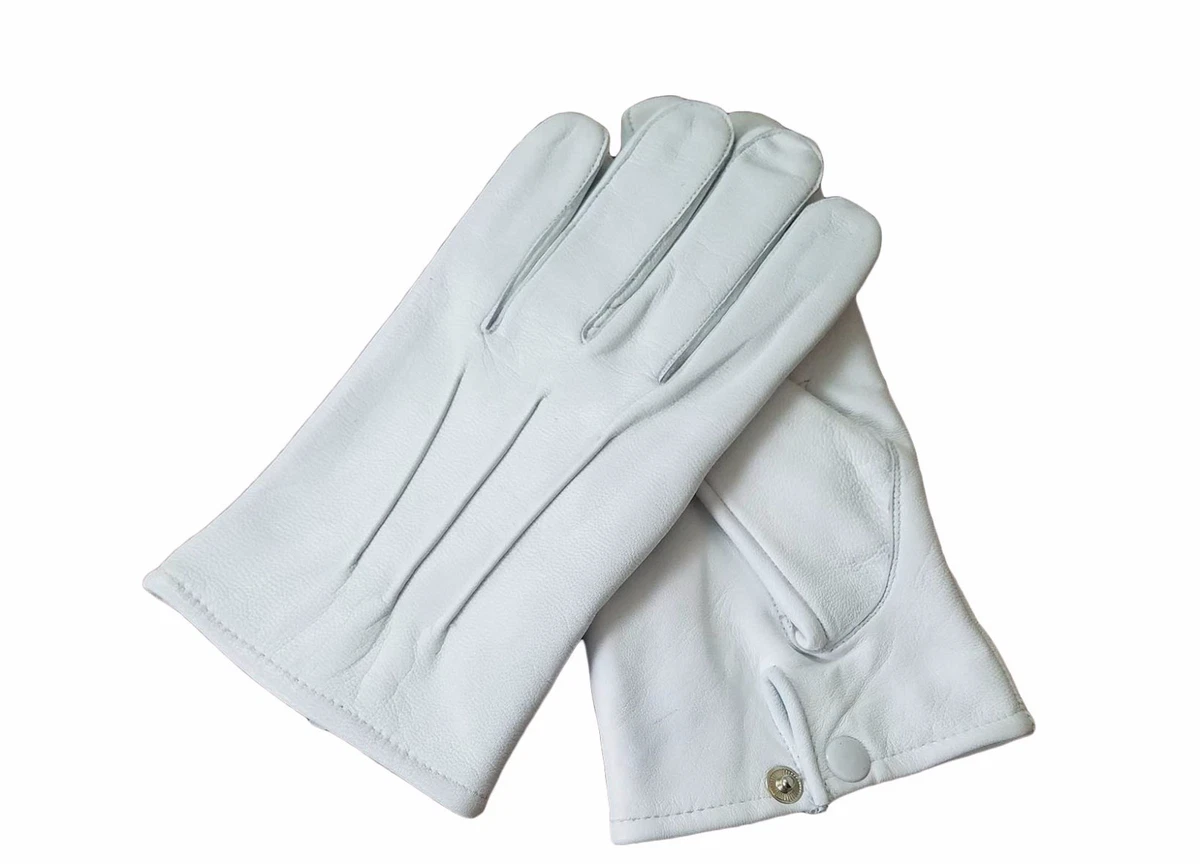 Victorian Men's White Dress Leather Gloves