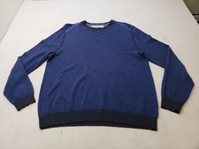 Tommy Bahama Mens Sweater Shirt Long Sleeve Round Neck Waffle Knit Blue Size L