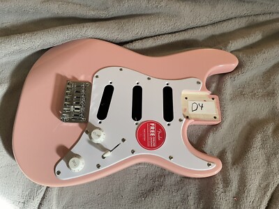 Squier by Fender Mini Stratocaster Strat Short Scale Guitar Body Shell Pink