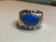 Vintage Southwestern Style Denim Lapis Silver Ring