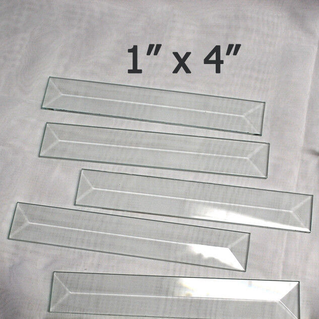 1 x 4 inch Clear Glass Pencil Bevels (10 Pack) Beveled on top