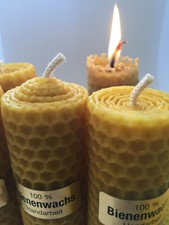 5 Stk. Kerzen, Osterkerzen, 100%Bienenwachs, gew. 40g, dunkelgelb, arom.Propolis