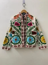 Pink Suzani Coat | Women's Suzani jacket | Indian Cotton Embroidery Jacket