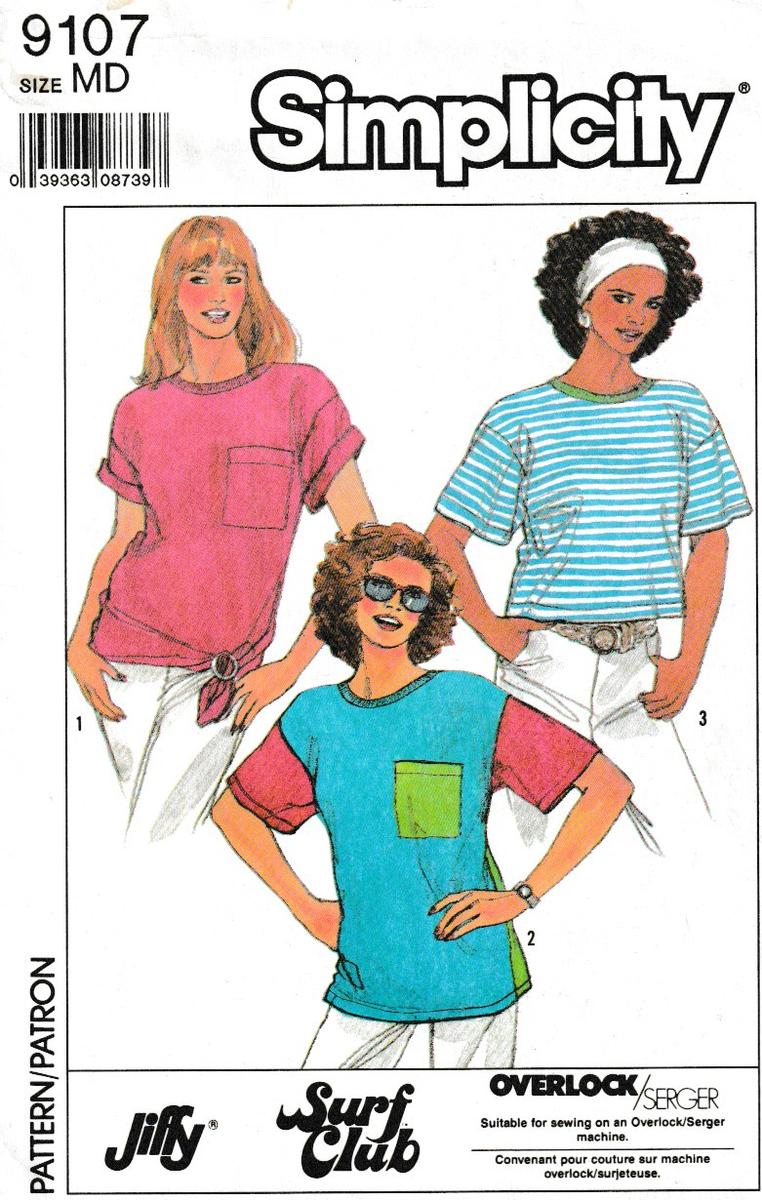 トップス 90supremestreethiphoplevistussychampion Simplicity 9107 ©1989 Misses JIFFY T-Shirts, Size 10-12, FF