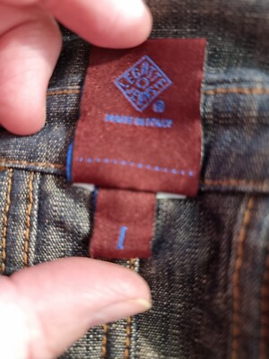 Veste Réversible LEGATTE JEANS - Style Corset Au Dos - Taille 36/38 - Bleu Gris Avec Coutures Rouge Orangé