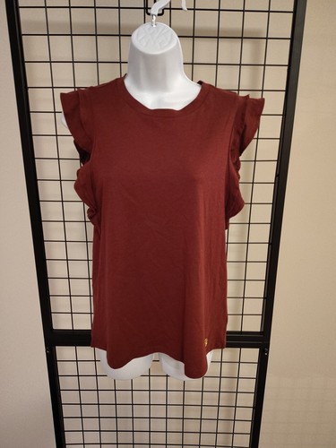 Michael Kors Top Women's Size Small Stretch Merlot Short Ruffle Sleeve Pullover - Picture 3 of 11