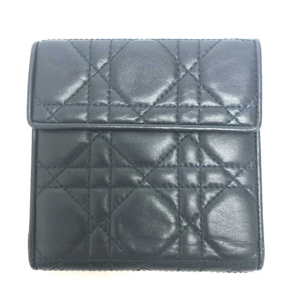 Dior Cannage trifold wallet Trifold wallet Lambskin Leather Navy/GoldHardware