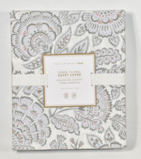 Pottery Barn Teen Isobel Floral Twin Duvet Cover Gray Pink Cotton Percale NEW