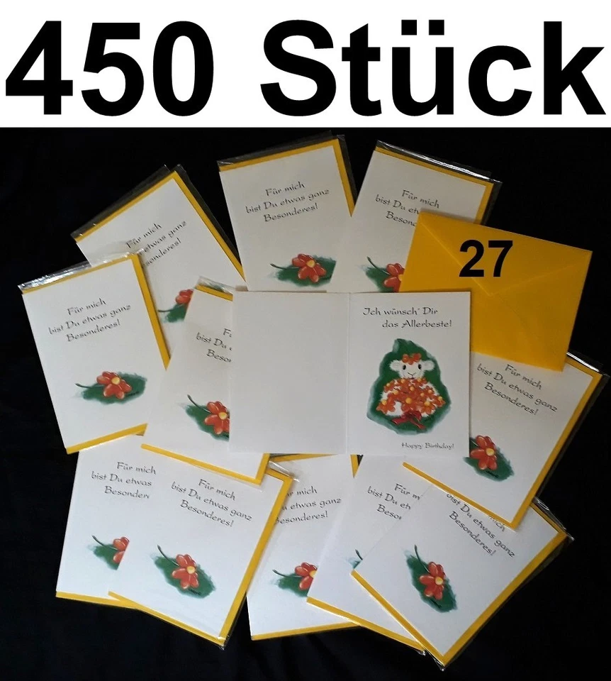 450x Cartes Postales Cartes Anniversaire Enveloppe Bobbl Fleurs Amour Amitié - Photo 1/1