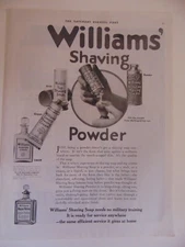 1918 WILLIAMS' SHAVING POWDER Quick and Easy  vintage print ad