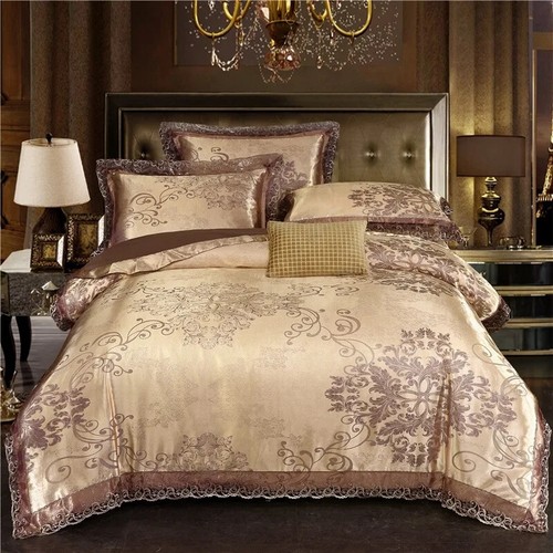 Luxus Spitze Jacquard Satin Bettbezug Set mit Bettwäsche und Bettwäschegarnitur - Bild 34 von 43