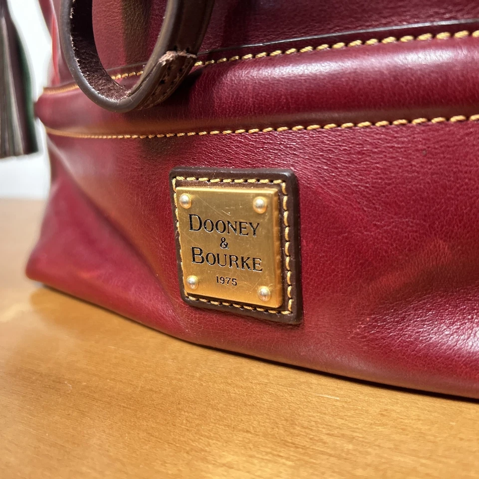 Bolso Dooney & Bourke Buckley Bolso de Cuero Toledo Florentino Borgoña Rojo Foto 3 de 4