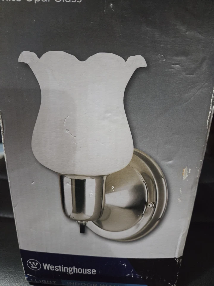 Wall Mount Light Fluted Glass Westinghouse #66654 Nickle Finish On Off Switch - Image 2 of 4