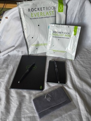 Rocketbook  EVERLAST Notebook 8.5'' x 11'' Black Dotted FriXion Pen &  A  Mini