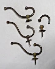 3 solid brass wall hooks vintage