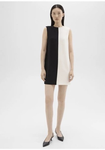 Theory Split Sleeveless Shift Dress in Admiral Crepe Sz 4 NWT $365