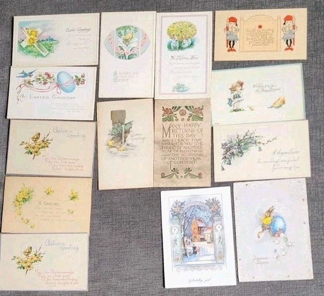 Holiday Easter Antique Vtg. Lot of 14 Postcards Early 1900s Posted/ Unposted