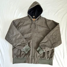 NICE Vintage Swingster Workwear Hooded Canvas Duck Jacket Farm Mens XL Quilted
