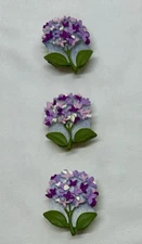 Vintage Button Covers Set Of 3 Purple Flowers Bouquet Sewing Floral
