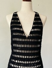 Handmade Crochet Mesh Halter Beach Cover Up S...