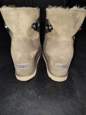 UGG CLASSIC FEMME LACE UP SLATE WEDGE ANKLE BOOTS US 7