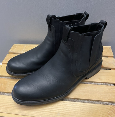 Timberland Men s Black Leather Chelsea Ankle Boots Slip-On Rubber Sole 11M