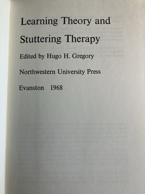 1968 Learning Theory And Stuttering Therapy By Hugo Gregory HC Vintage E4