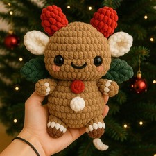 Christmas Axolotl Plush, Crochet Amigurumi, Handmade Holiday Toy Gift