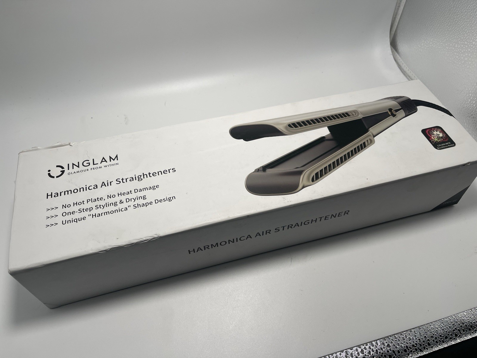 INGLAM Harmonica Champagne Silver Adjustable Heat Settings Air Straightener NEW