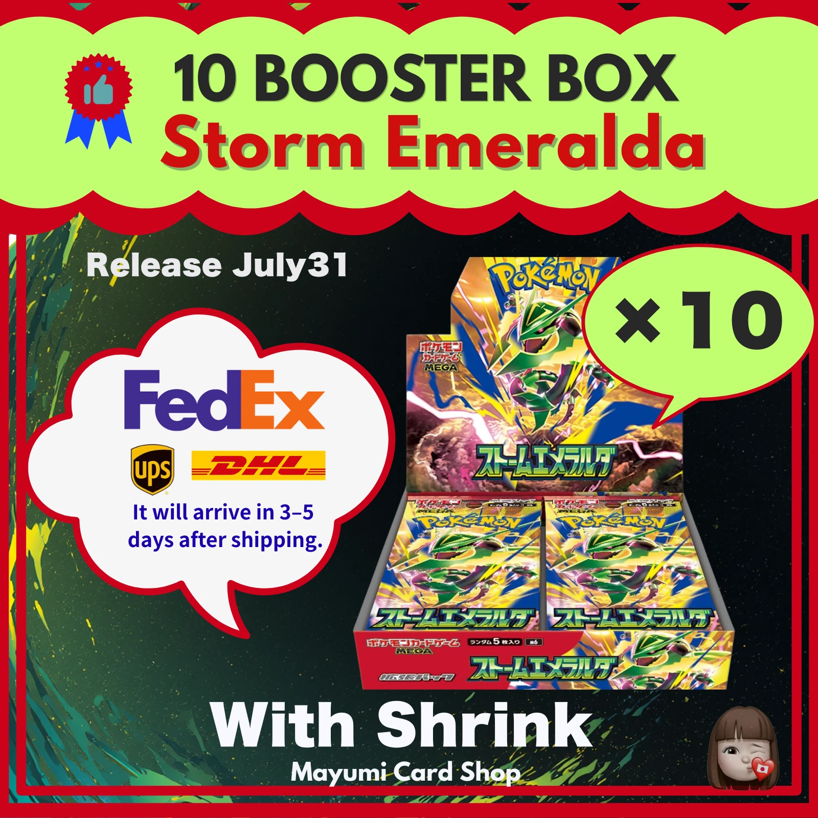 PSL [10set] Storm Emeralda Booster Box Pokemon Card Japanese Mega M6 w/shrink