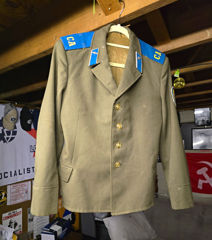 Authentic Soviet Military Dress Jacket/Tunic Gray w/ Blue Shoulder Boards USSR