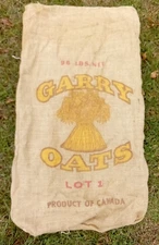 Rare Vintage Burlap Feed Farm Seed Bag Bag GARRY OATS Company of Canada 36"x 21"