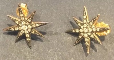 Mizuki Ohrringe groß Diamant Stern oxidiert Sterling