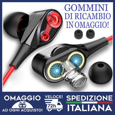 Auricolari Con Filo Jack 3,5 Microfono Cursore Volume Super Bassi