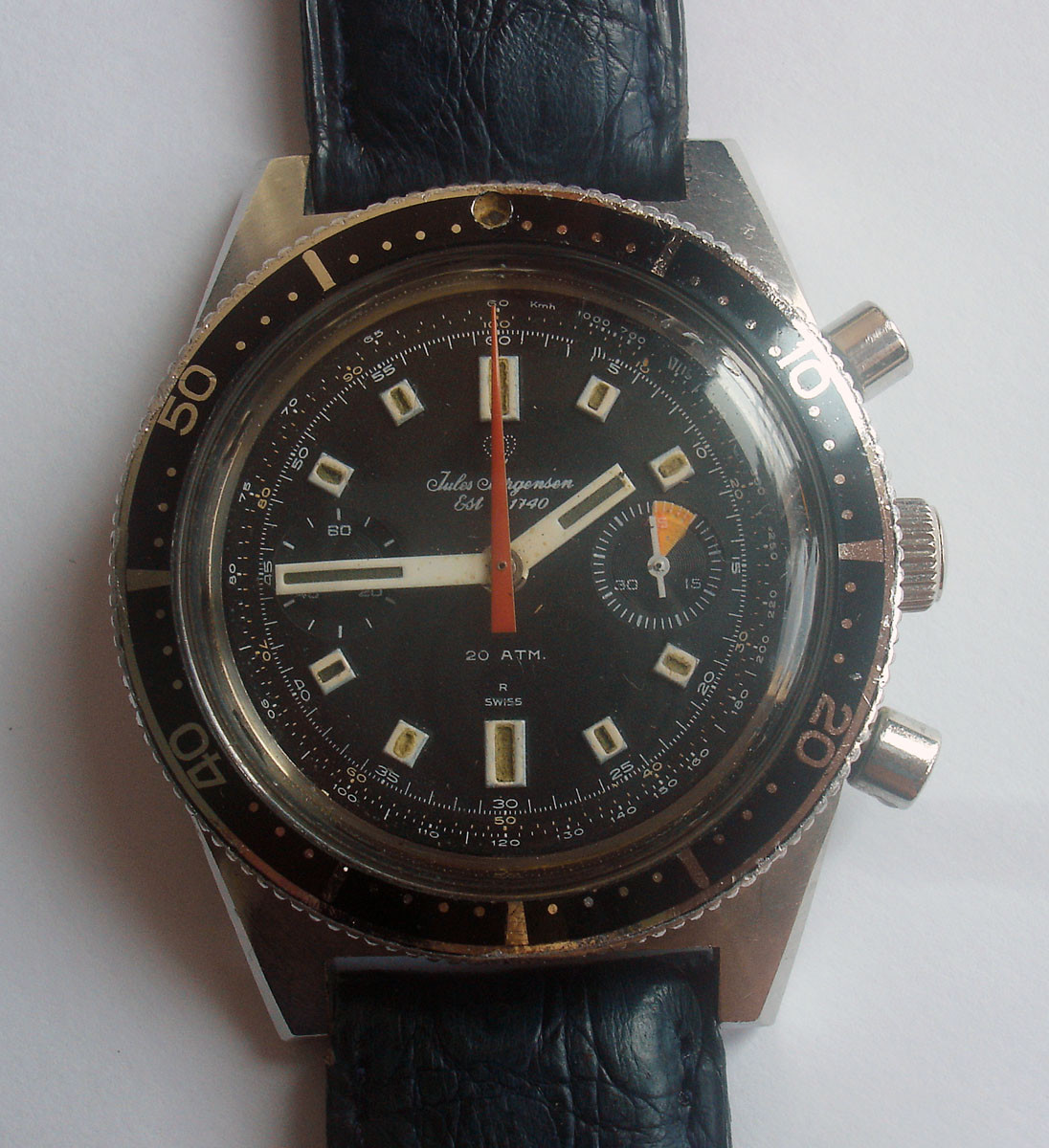 60s Jules-Jurgensen Two Registers 20 ATM Men Divers Chronograph