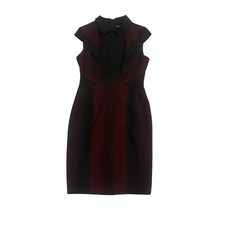 Impresionante Vestido Lápiz Camisa Militar A Medida Negra Vino KAREN MILLEN UK14 US10