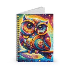 Spiral Notebook Ruled Line Bright and Colorful Owl Design 4, Gift Everyday