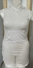 NWT WHITE SWIMSUIT COVER UP SLEEVELESS HOODED BEACH POOL SWIMSUIT COVER UP M