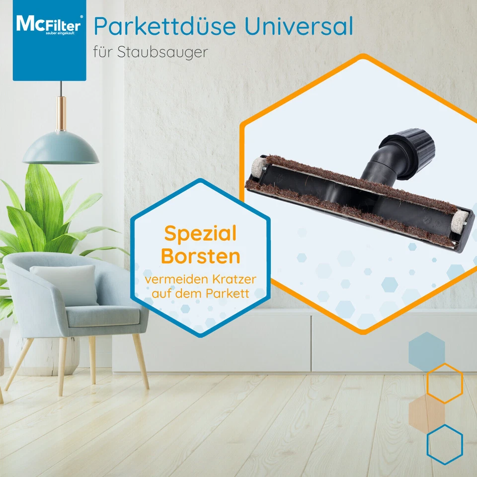 Parkettdüse Staubsaugerbürste Rosshaar mit 2 Bürsten universal 30 - 37 mm - Bild 3 von 4