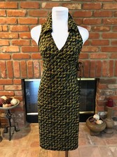 Vintage BoHo CHIC sz XS/S Body Hug Collared V Neck Versatile Dress 