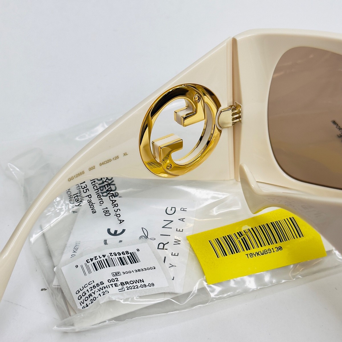 GUCCI 1255 Ivory Brown Logo Gg1255S Oversized Mask Wrap Unisex