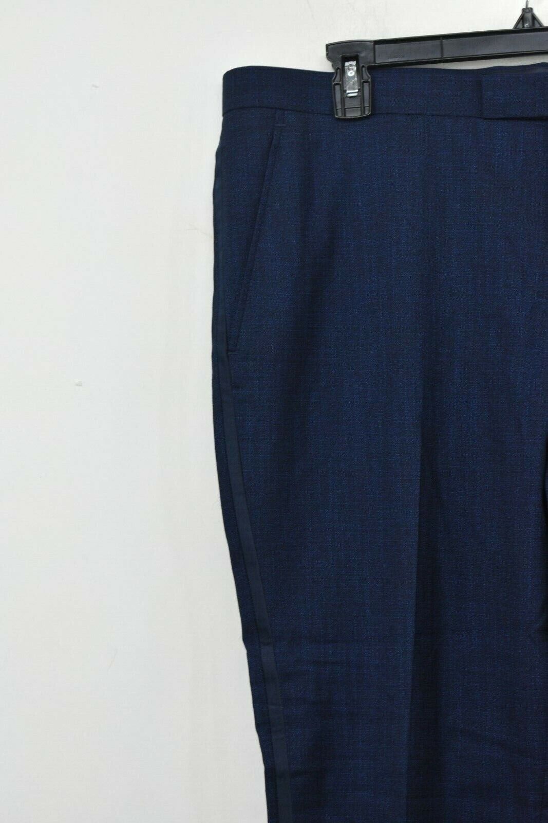 14th & Union Mens Navy Dress Pants Single Pleat Pockets Zip Fly Stretch ...